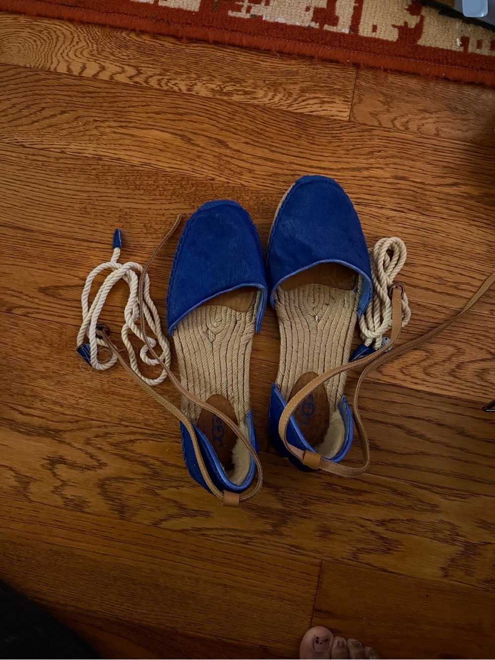 UGG Blue Lace-Up Espadrille Sandals